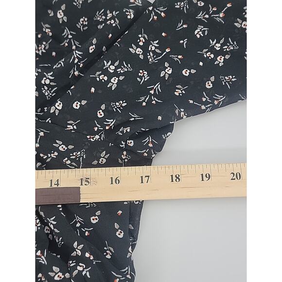 Free People Lolita Womens Long Sleeve Shirt Large Peasant Ruffle Black Floral - Picture 7 of 8
